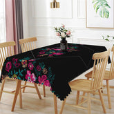 Lofaris Romantic Floral Red Roses Botanical Black Tablecloth